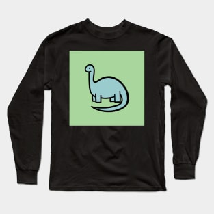 Blue Dinosaur on Green Long Sleeve T-Shirt